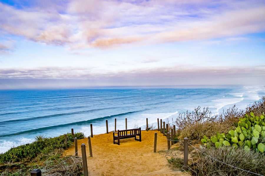 A Bench on the Overlook of the Pacific Ocean