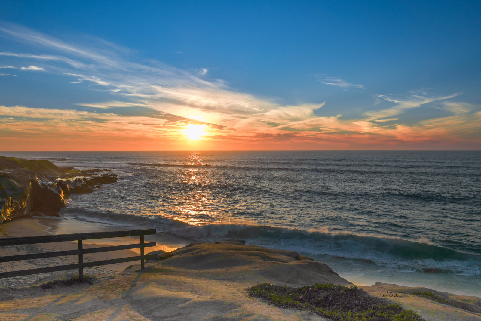 La Jolla Fence Shadows at Sunset