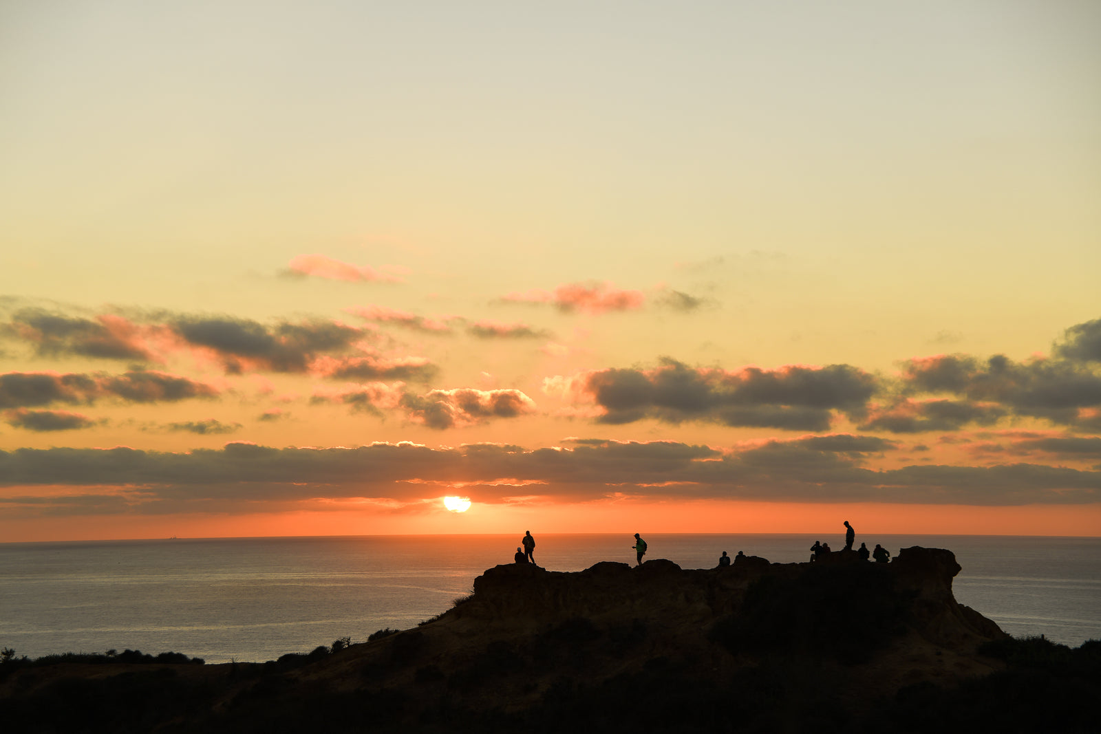 People Perched to Watch the Sunset