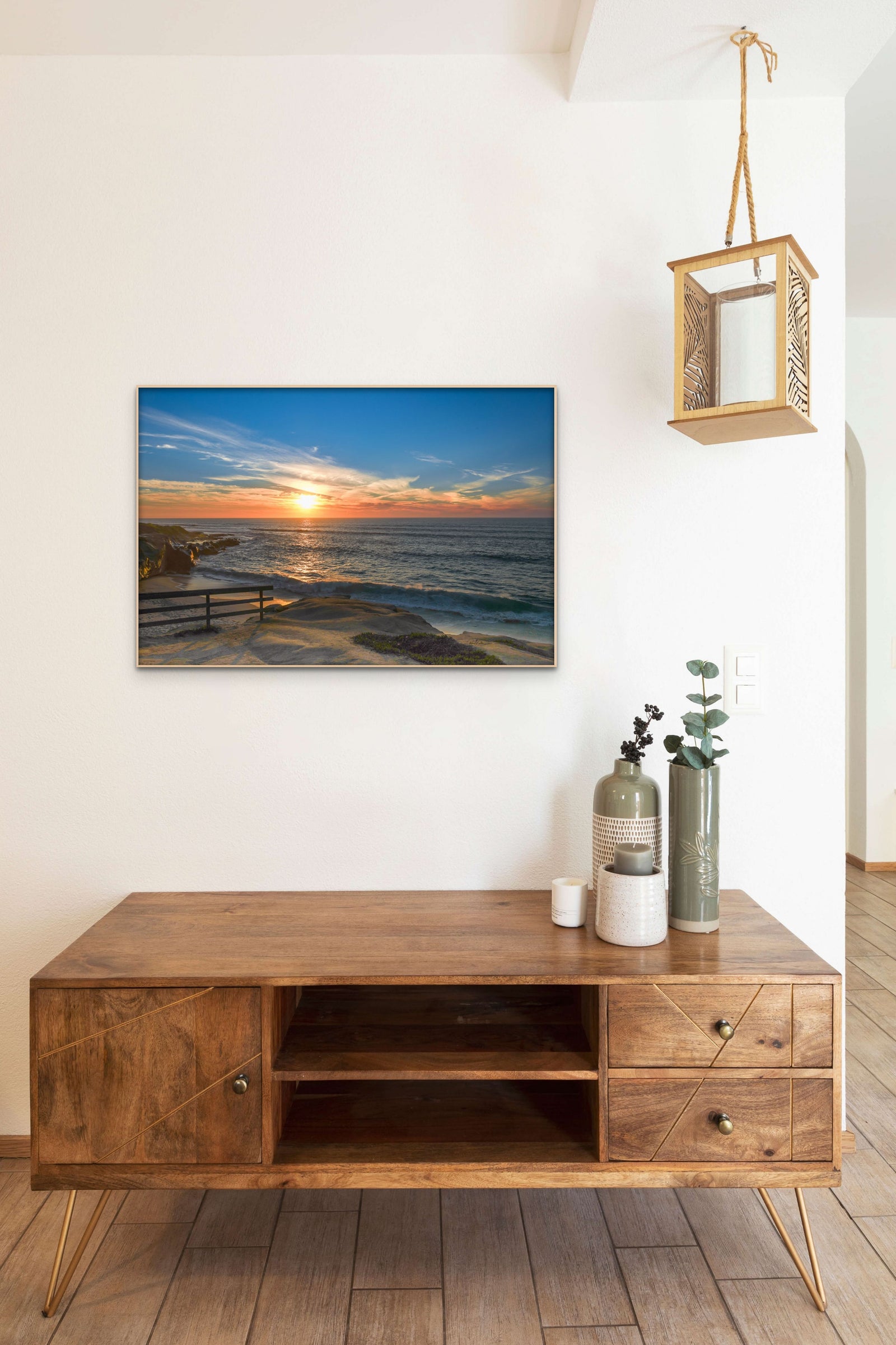 La Jolla Fence Shadows at Sunset